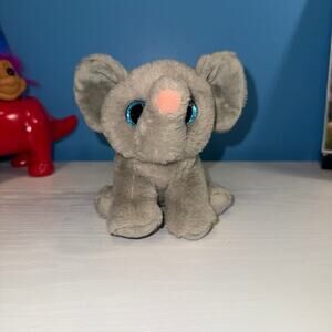 TY Beanie Boo Whopper Gray Elephant Plush Blue Eyes 6” EUC Sewn Tag